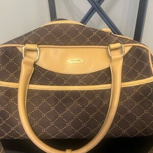 Vintage Pierre Cardin Elegant Brown and Tan Travel Bag